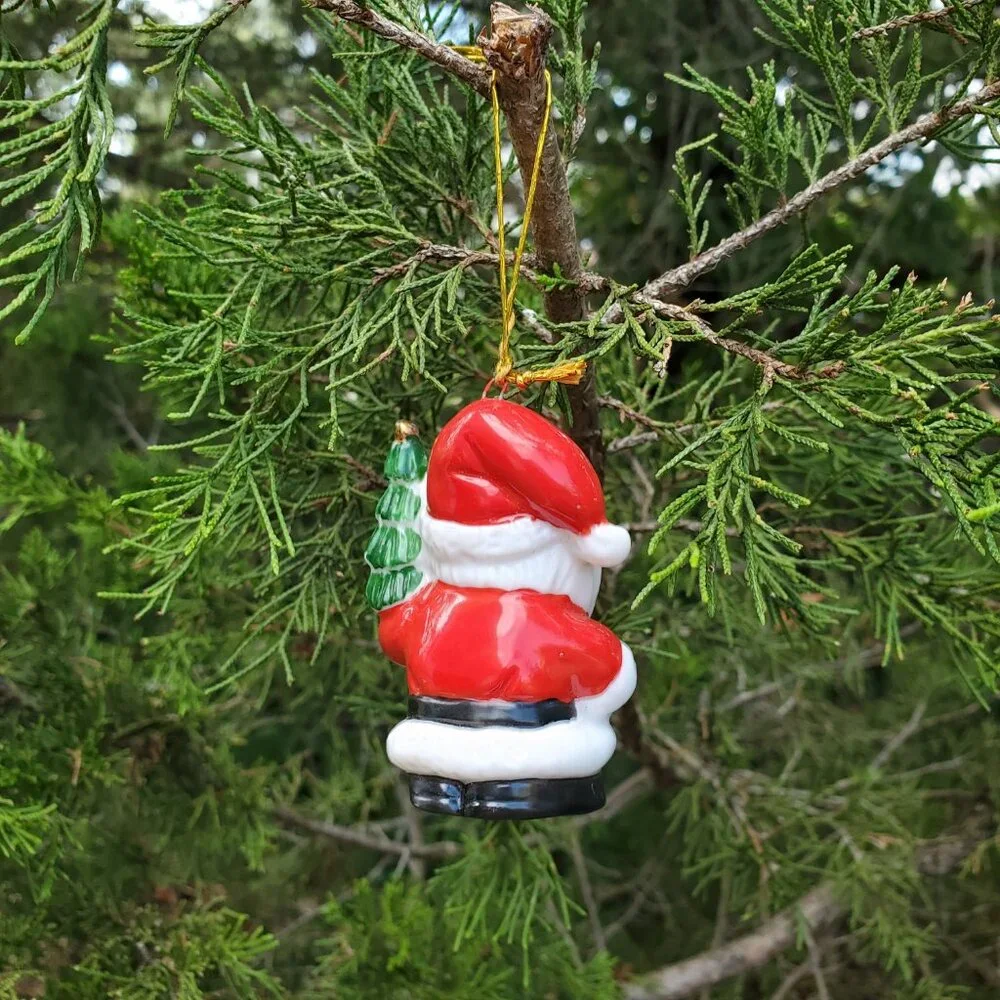 Glass Vintage Santa‎ Claus Tree Ornament